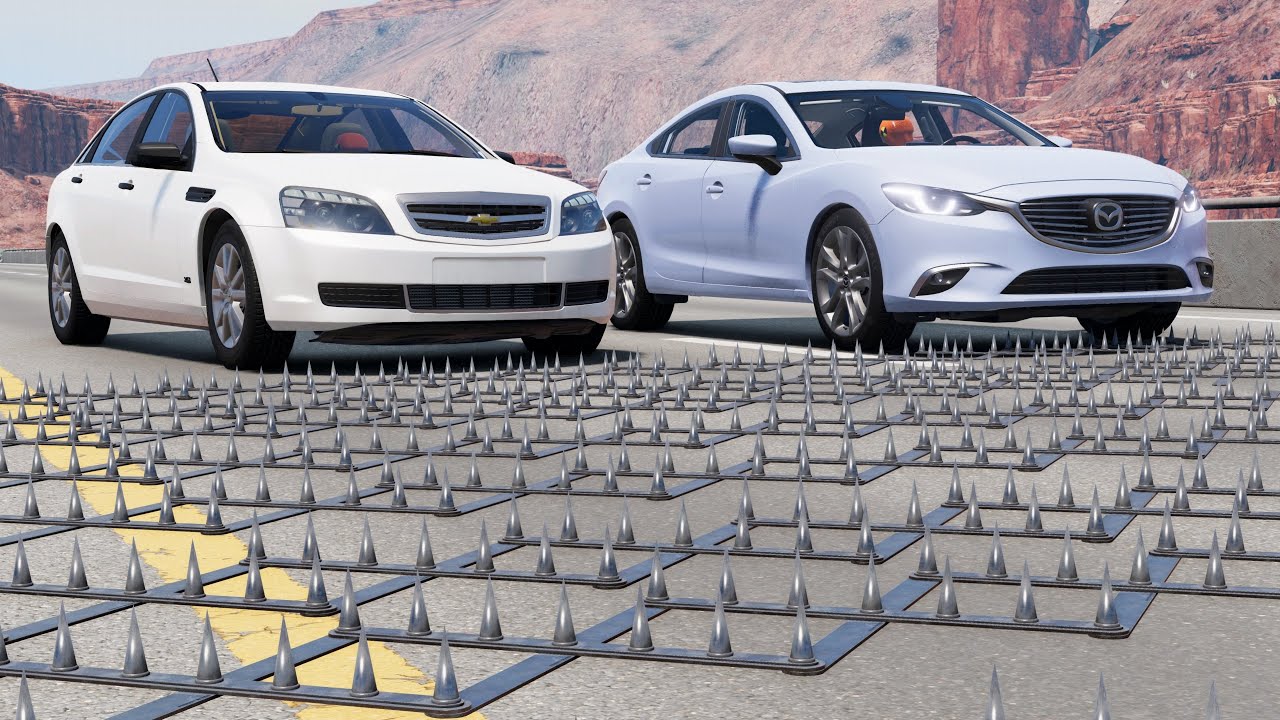 محاكي الحوادث : السيارات ضد الشوك 17# BeamNG drive