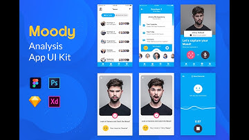 Moody App UI Kit Template - Sketch, Figma, Photoshop and Adobe Xd File Design