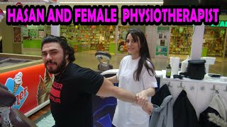 ASMR female physiotherapist technician massage = HASAN sport,chair,back,foot,leg,arm,neck, massage