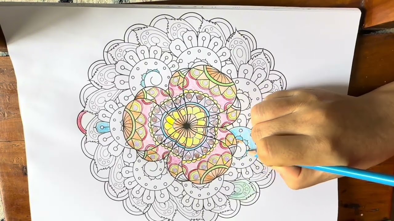 Relaxing Mandala Coloring with Colored Pencils | Stress Relief Art