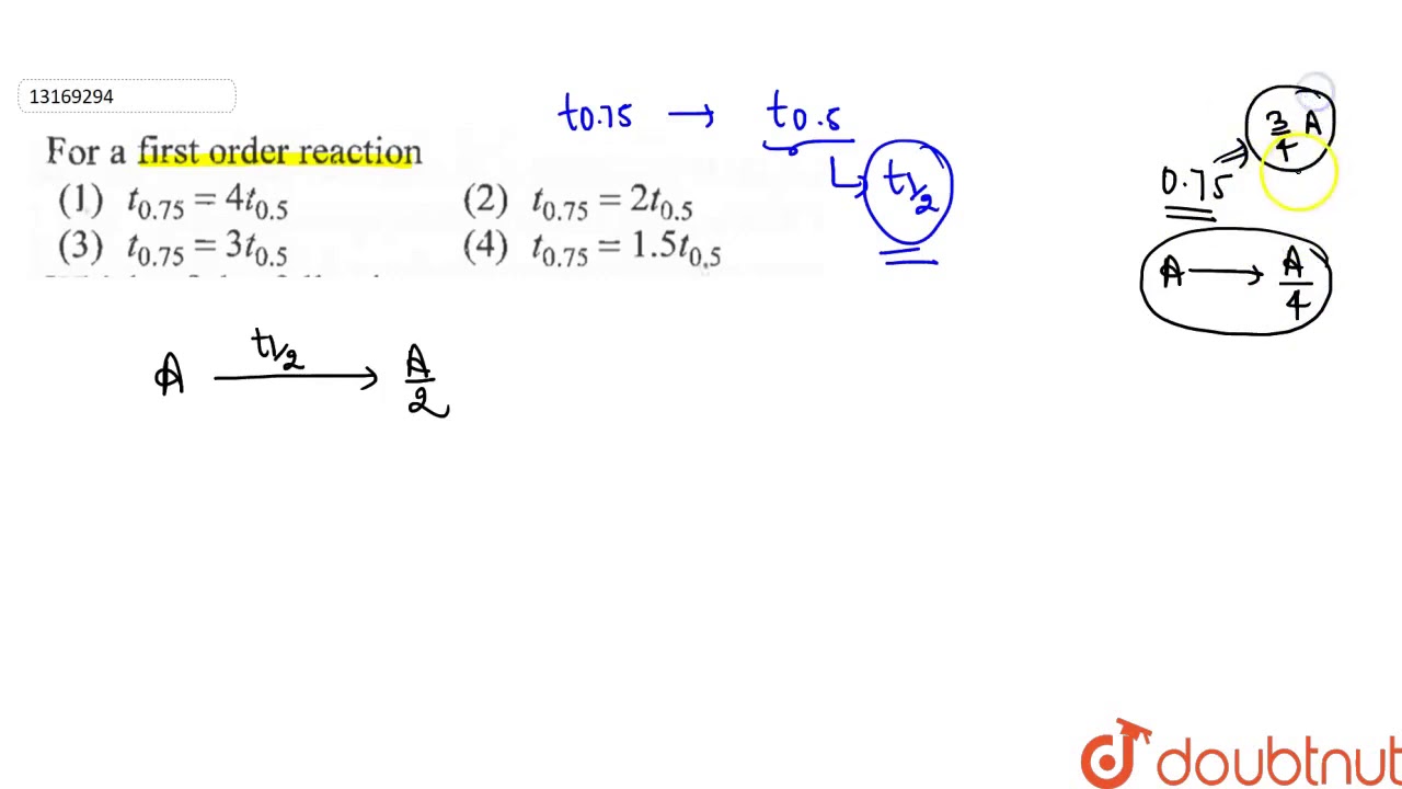 Show That In A First Order Reaction For a first order reaction - YouTube
