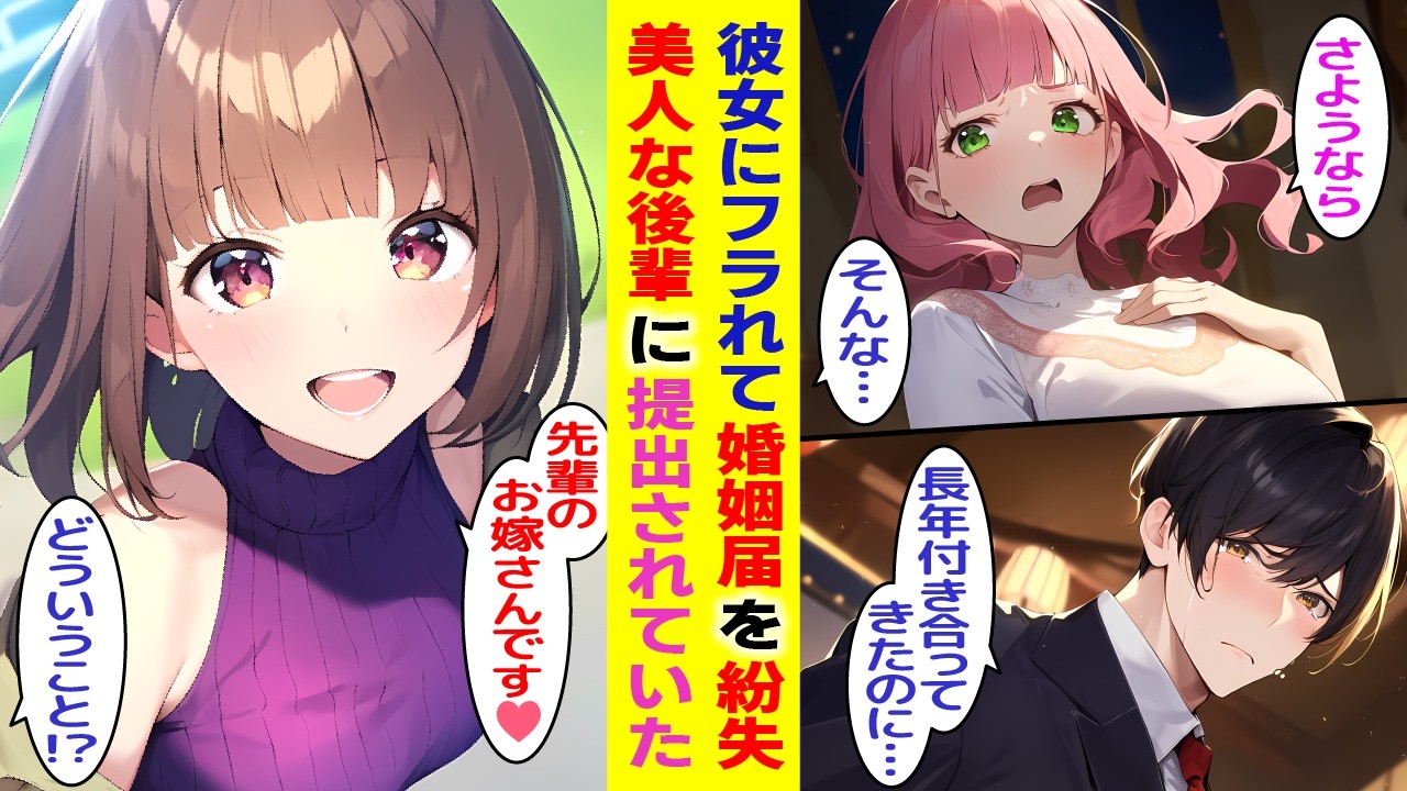 【漫画】彼女に婚約破棄されてフラれてしまった俺。婚姻届を間違えて美人な後輩社員に渡したら…「提出してきました♡」【胸キュン漫画】【恋愛漫画】【AI漫画】【総集編】