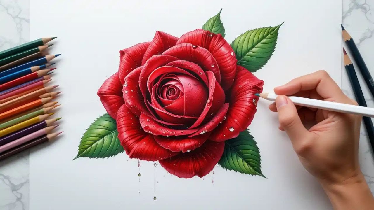 Number Rose Drawing Pencil Sketch || How to Draw Rose step by step ...