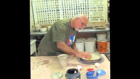 Pottery slip trailing demonstration by Andy Snyder of Mud Puppy Pottery