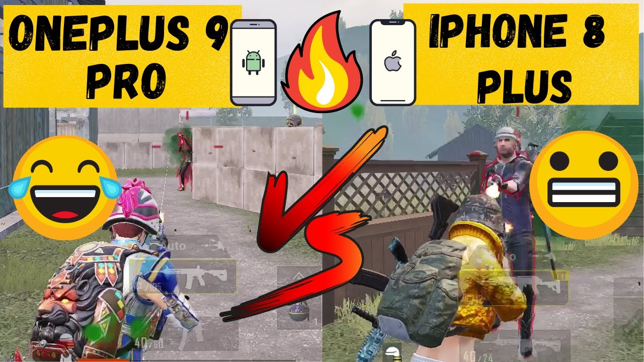 OnePlus 9 Pro Vs IPhone 8 Plus 90 FPS 1v1 TDM PUBG MOBILE Comparison 