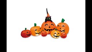 Joiedomi Halloween 7 FT Long Inflatable 7 Pumpkins with Witch's Cat