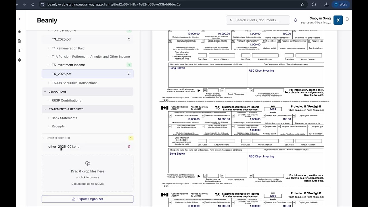 Beanly Tax Document Automation Demo