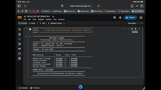 Membuat Nota Belanja dgn Bahasa Pemrograman Python dgn Google Collab | Adyndha Qanaya | X Ruqayyah