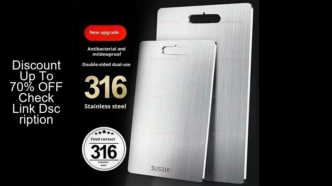 Titanium Coated Stainless Steel Cutting Board Food Grade Double Sided Portable Kitchen Chopping Boar
