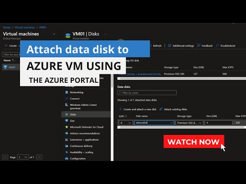 Attach data disk to azure vm using the Azure portal