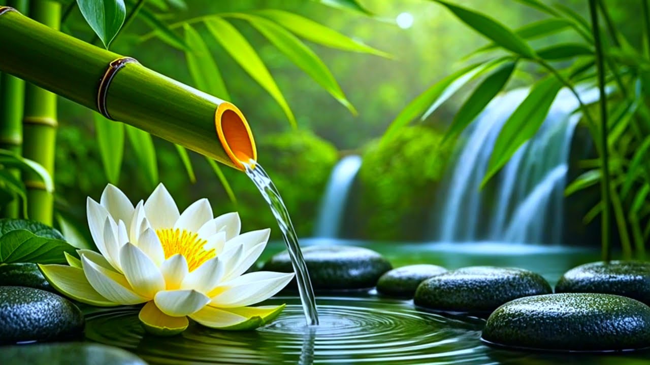 Soothing Spa Piano Music 🌿 Relaxing Sleep Music & Nature Sounds, Bamboo Water Fountain, Calm Music.