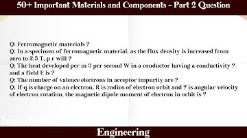 MCQ Questions Materials and Components - Part 2 with Answers
