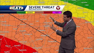 Latest look at severe weather threat on Wednesday in Louisville area