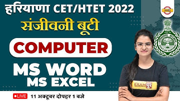 HARYANA CET / HTET 2022 | COMPUTER CLASS | MS WORD & MS EXCEL | BY PREETI MAM