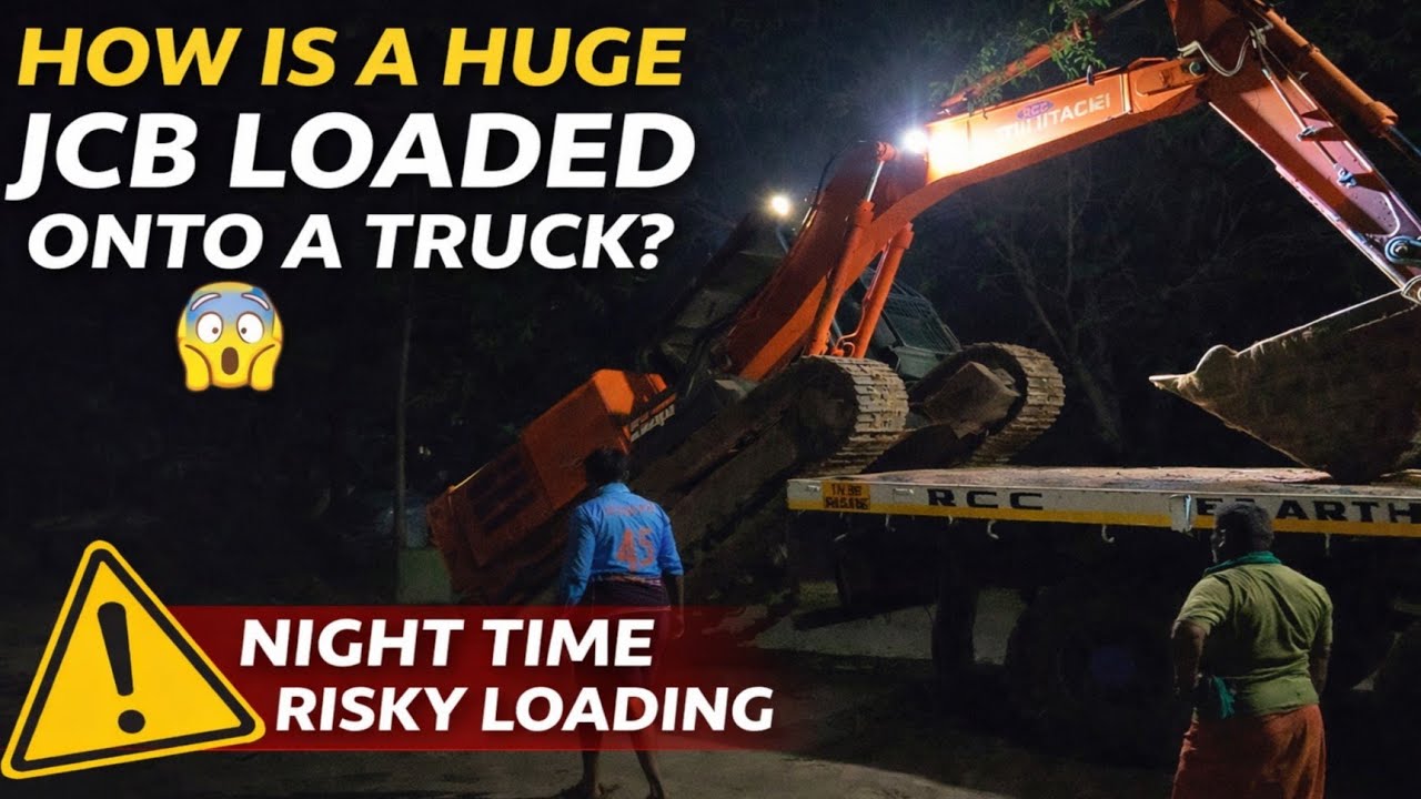 Jcb Risky How Is a Huge JCB Loaded onto a Truck? 😱 | Night Time Risky Loading ...
