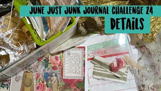 Details for June just junk journal challenge 2024 premieres with LIVE chat 10:30am pst June 1st