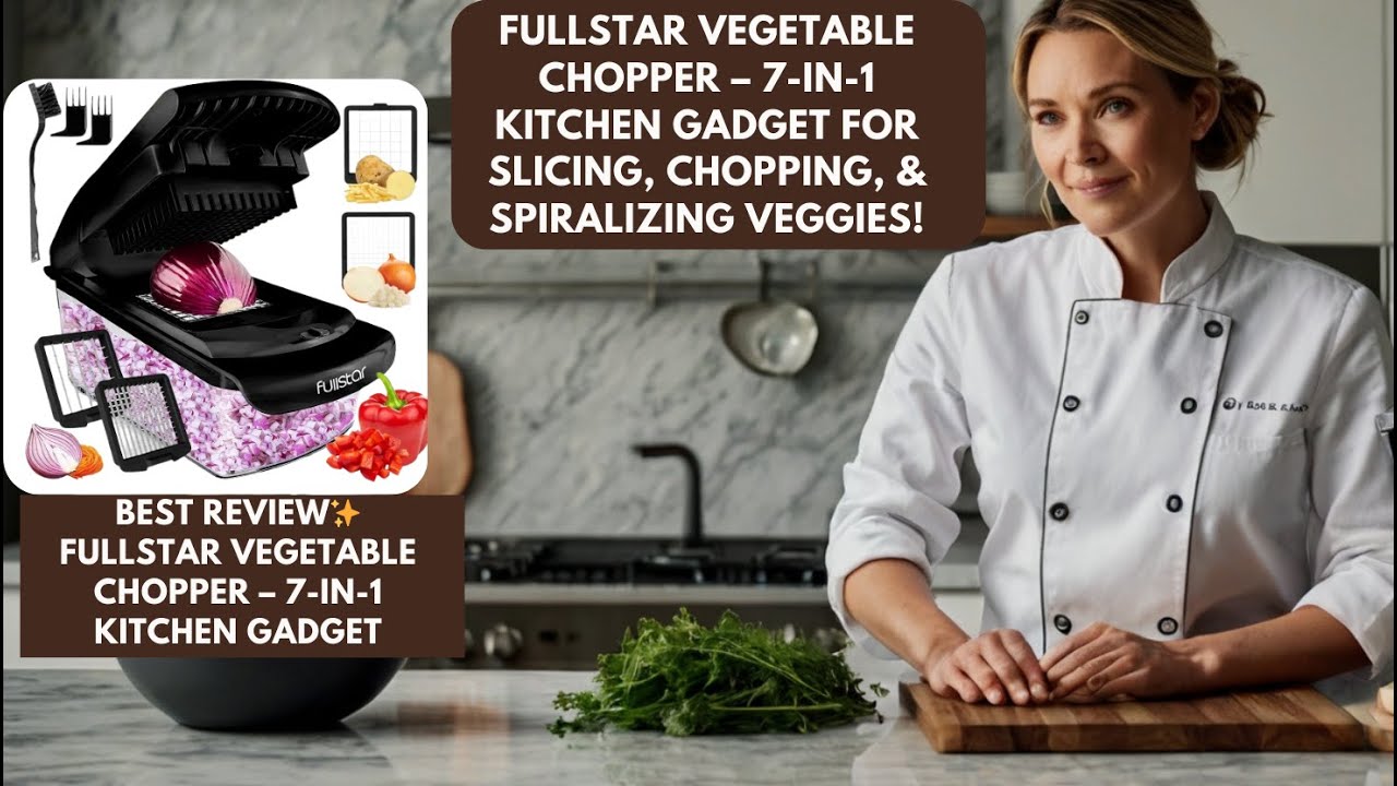 Fullstar Vegetable Chopper – 7 in 1 Kitchen Gadget for Slicing, Chopping, & Spiralizing Veggies!