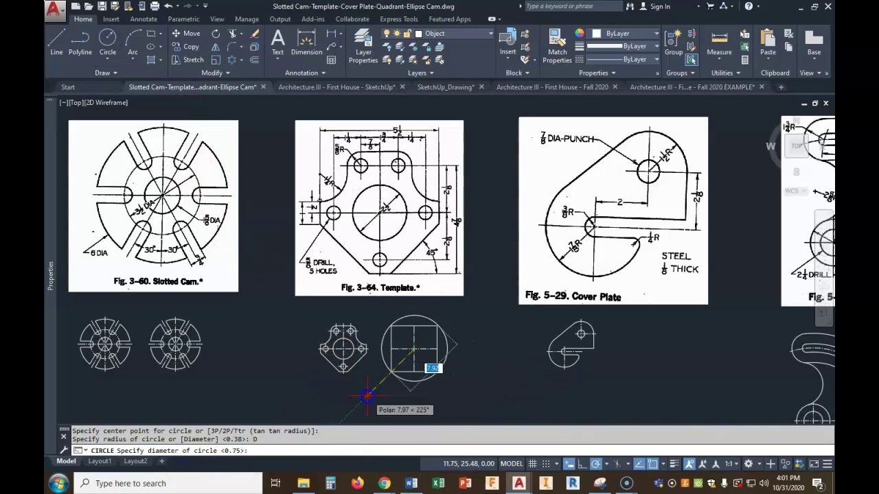 Slotted Cam - Template - Cover Plate (AutoCAD) - YouTube