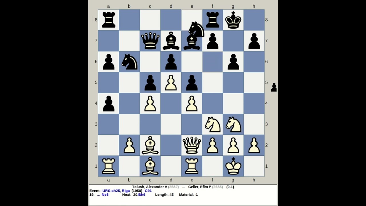 Tolush, Alexander V vs Geller, Efim P | URS Chess 25 1958, Riga Latvia