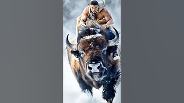 AI Ronaldo Rides a Hybrid Bison Off a Snowy Cliff! ❄️🐂⚽ #aish #ronaldo #bison #snow #aironaldo