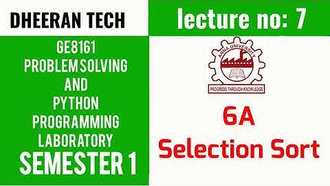GE8161|PSPP LAB|Manojkumar Lectures|PYTHON LAB| selection sort program