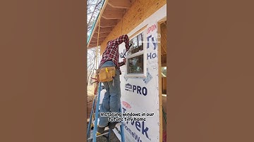 Installing the windows for our future tiny home #tinyhouse #tinyhousebuild #tinyhome #homestead