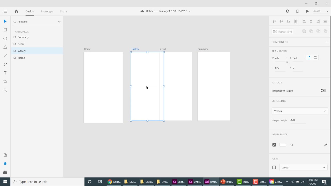 Adobe XD Basics: Installing Adobe XD, Working with Artboards