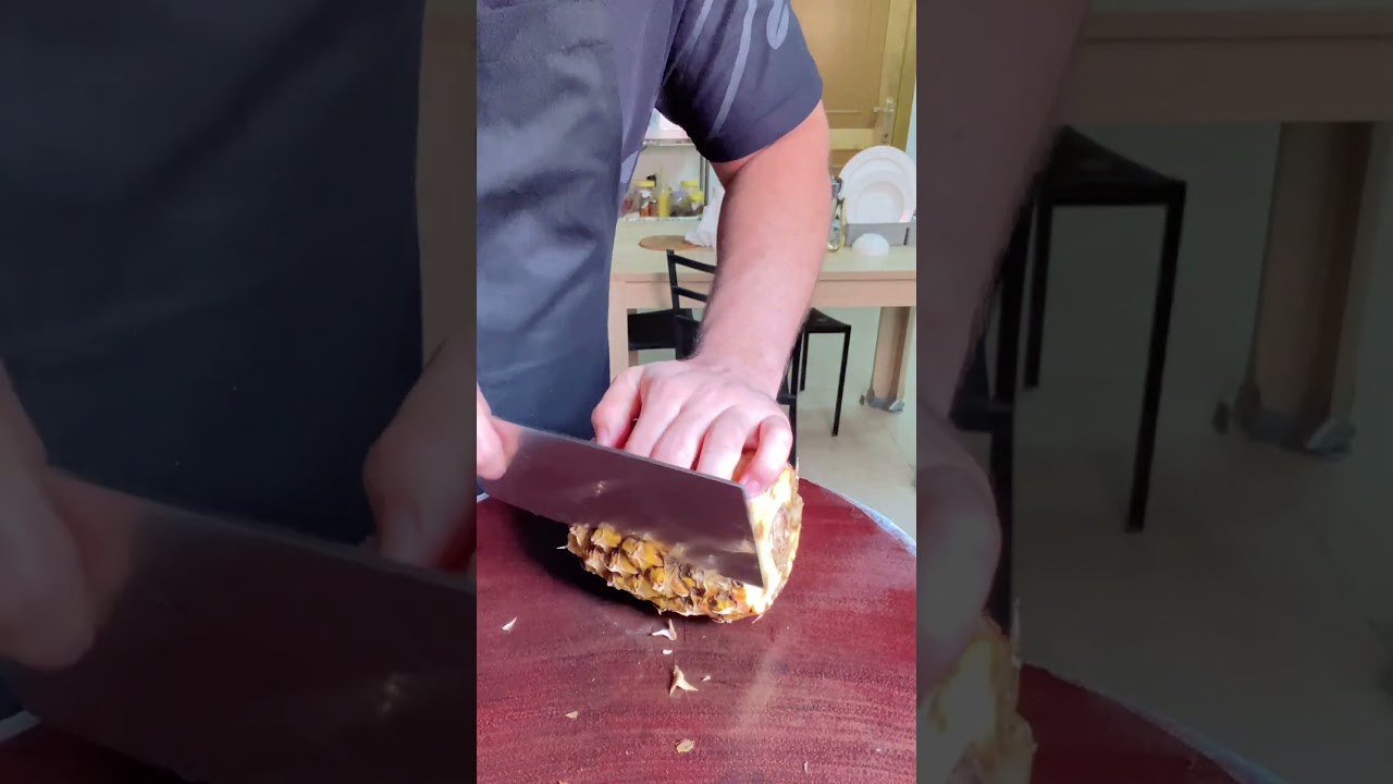 Pineapple cutting Chinese Trick . Chinese Style . 