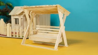 How to Make Popsicle Stick or IceCream Stick Miniature Swing or Jhula  Art and Craft Ideas