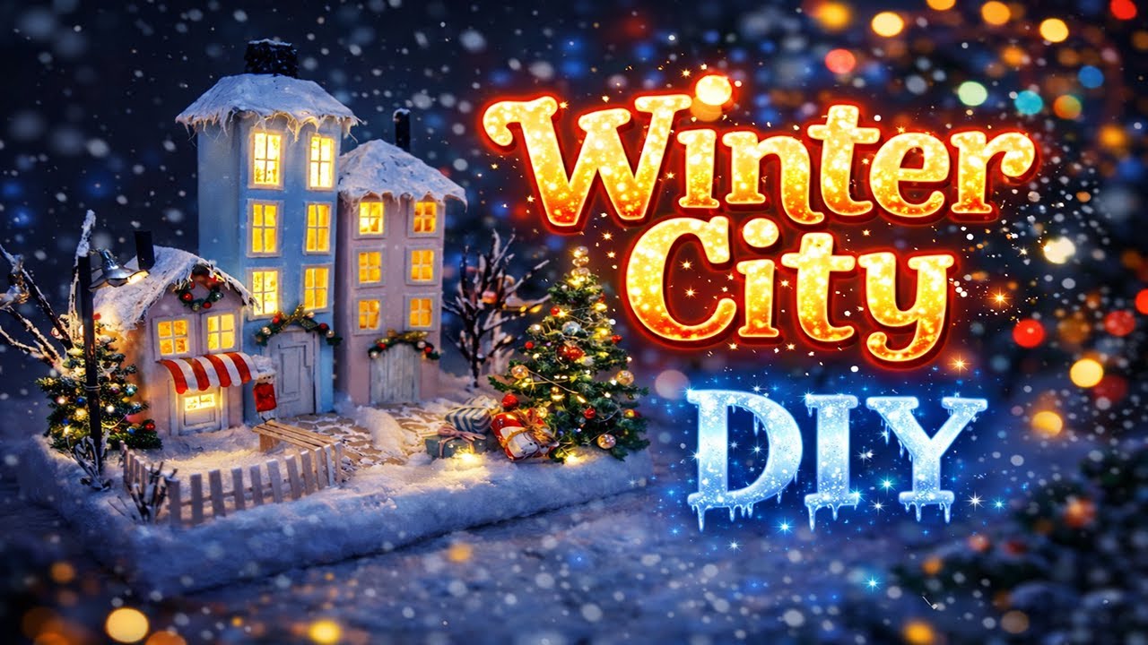 HandMade Winter Wonderland Miniature Town with Cozy Lights and Festive ...