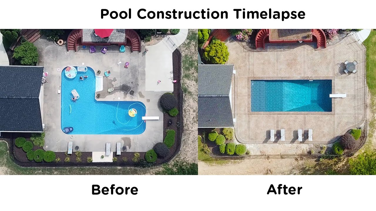 Pool Construction Timelapse | Stamped Concrete Around Pool Time Lapse