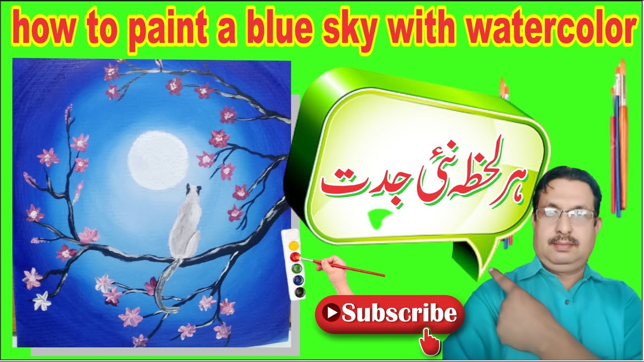 how to paint a blue sky with watercolor/night sky acrylic painting for ...