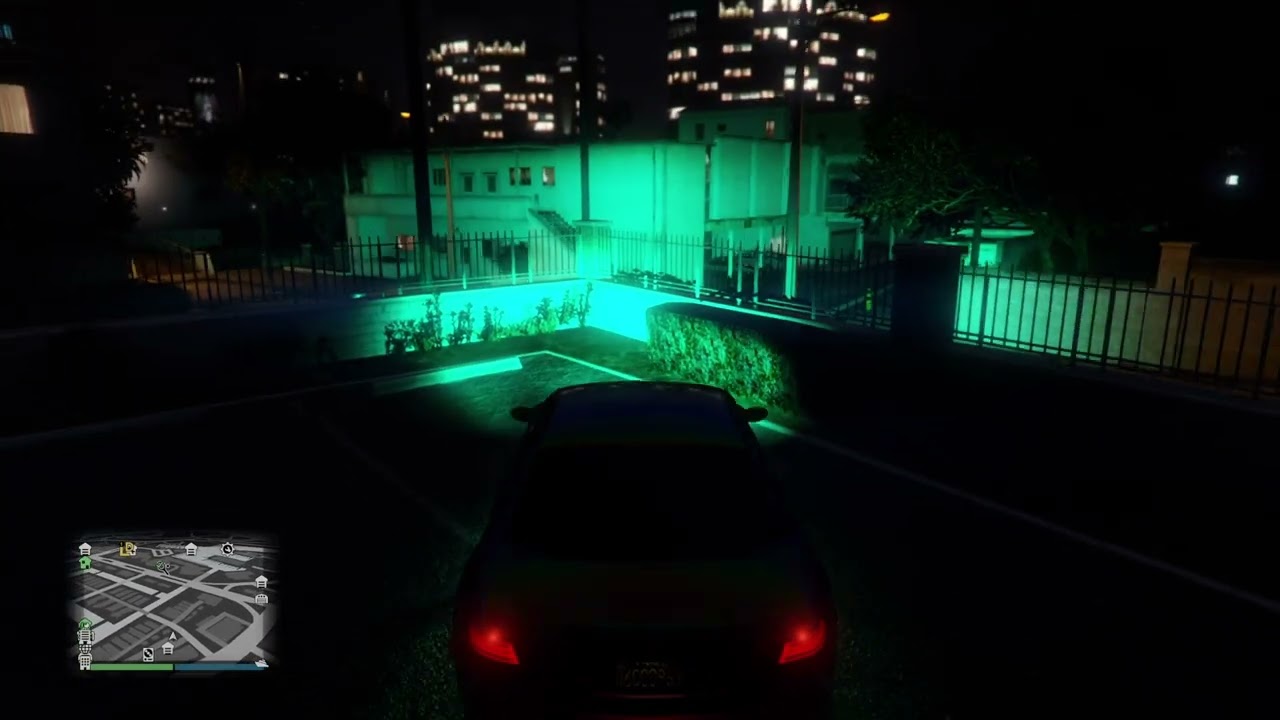 the sentinel xs with Hsw upgrades in GTA online at night. 