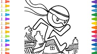 Stickman Ninja Coloring page | Color Stickman Ninja | The Coloring Pages