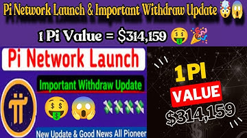 Big News 🎉 | Pi Network Launch & Important Withdraw Update 🤯😱 | 1 Pi Value = $314,159 🤑🎉 #bitcoin