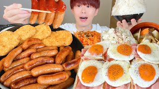 ASMR Breakfast (Fried Eggs, Hash Browns and Sausages) EATING SOUNDS | MUKBANG