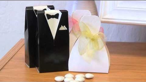 Personalized Tuxedo and Wedding Gown Favor Boxes