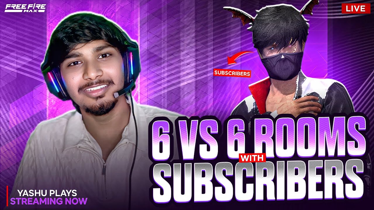 FREE FIRE LIVE !! 6 VS 6 FUN ROOMS !! 