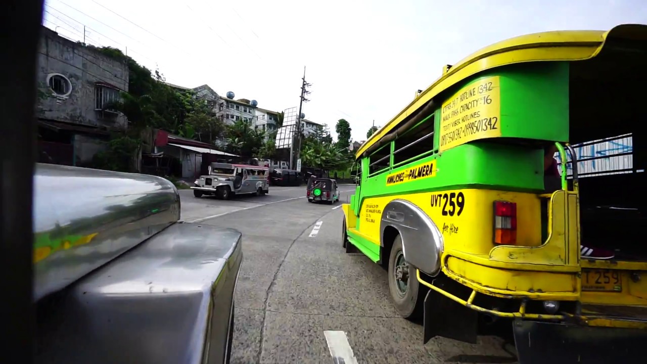 Philippines, Jeepney bus ride along Quirino Highway to Brigino General Hospital