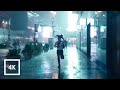 Walking in heavy thunderstorm at night in nyc umbrella binaural 3d rain sounds asmr 4k