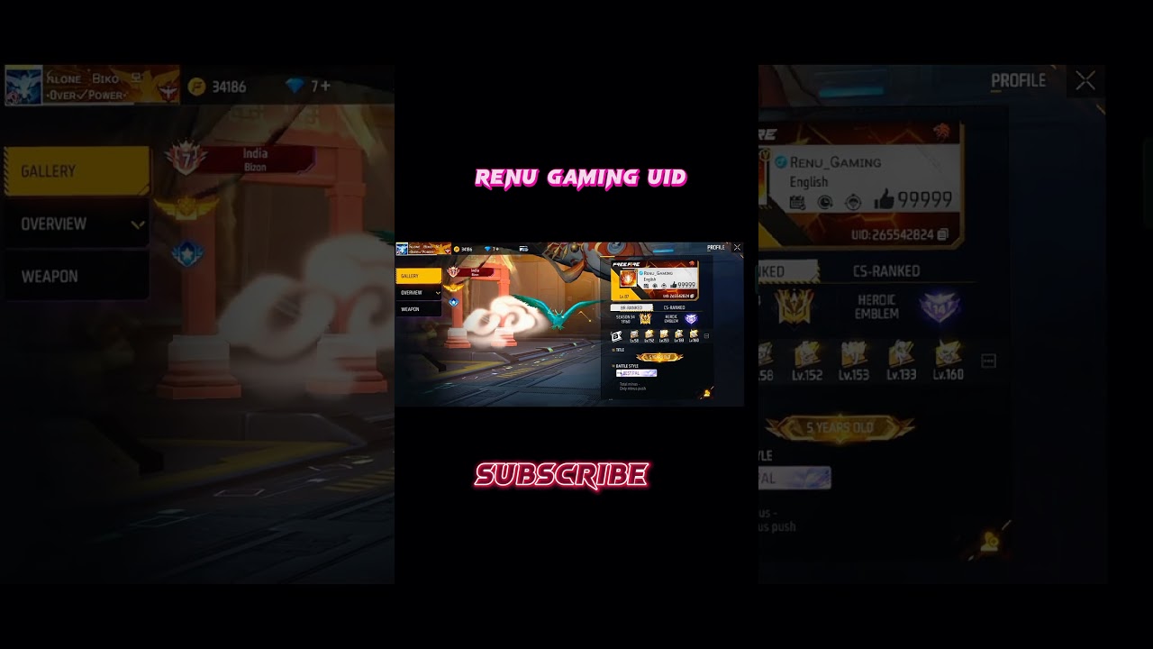 free fire female best uid number Renu gaming 