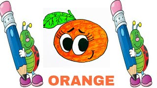 Learn how to draw and fill color | cartoon FRUIT ORANGE | for kids and toddlers. screenshot 5