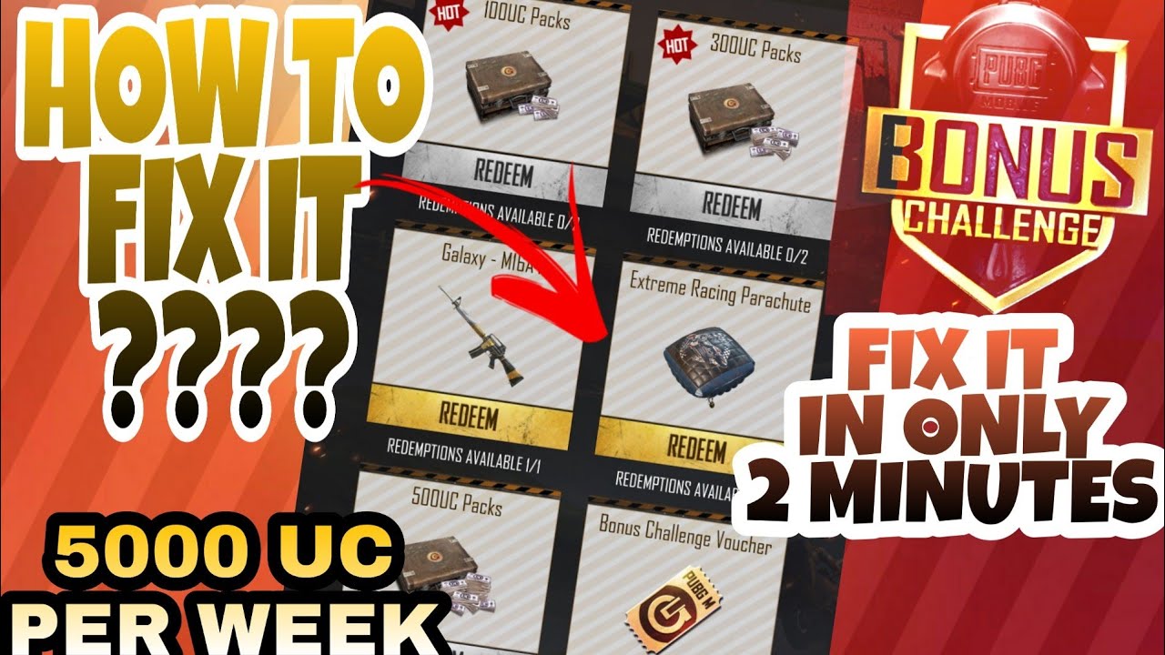 BONUS CHALLENGE REDEEM STORE NOT WORKING?? FIX IT WITH LIVE PROOF | PUBG MOBILE