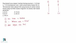 Dua kawat lurus sejajar masing masing arusnya i1 = 3 A dan i2 = 12 A berlawanan arah  Jarak antara k