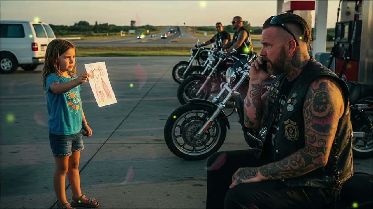 Child Handed a Drawing to the Biker — One Look Made Him Call 100 Men to Follow Her Now