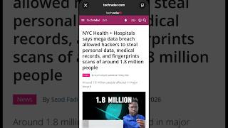 1.8 Million individuals biometric data stolen from NYC hospitals #healthfraud
