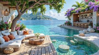 Sunlit Island Hideaway by Turquoise Waters | Relaxing Jazz, Coffee & Gentle Sea Waves All Day 🌊☕