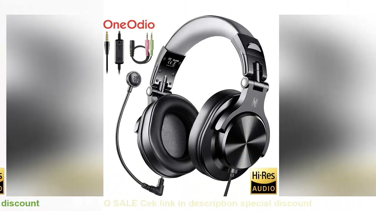 Oneodio A71D Wired Gaming Headset Gamer Over Ear Hi-Res Audio Headphones With Detachable Microphone