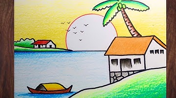 Draw easy scenery | VẼ TRANH PHONG CẢNH ĐỀ TÀI QUÊ EM #vetranh