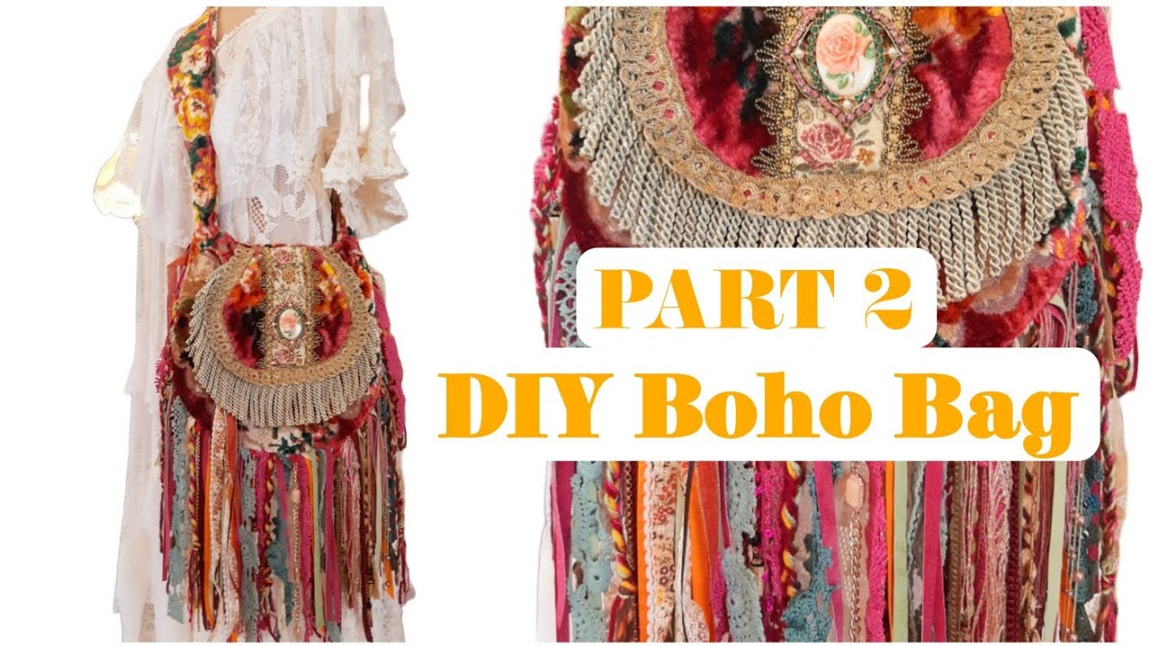 How to make a beautiful long fringe lace purse , boho , hippie bag